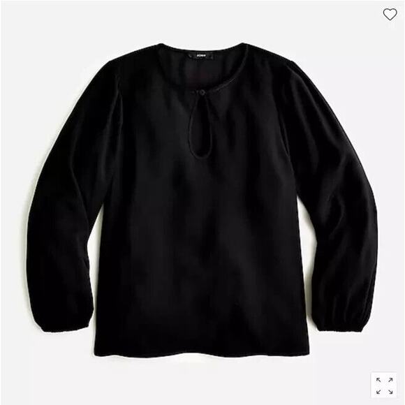 J. Crew Tops - J Crew Shirt Womens 2XS Petite Black Puff Sleeve Satin Back‎ Crepe Office BL711